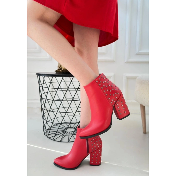 BİÇOMİ Yoont Kırmızı Cilt Topuklu Bot