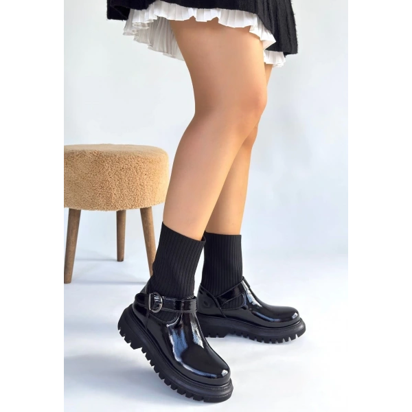 BİÇOMİ Zerta Siyah Rugan Streçli Bot