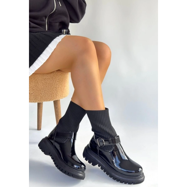 BİÇOMİ Zerta Siyah Rugan Streçli Bot