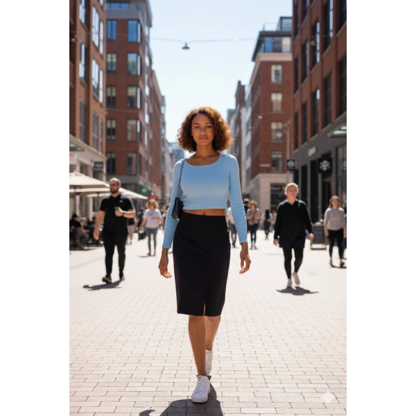 Mavi Crop Bayan Bluz