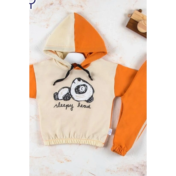 Panda Desenli Kapişonlu Erkek Bebek Takımı