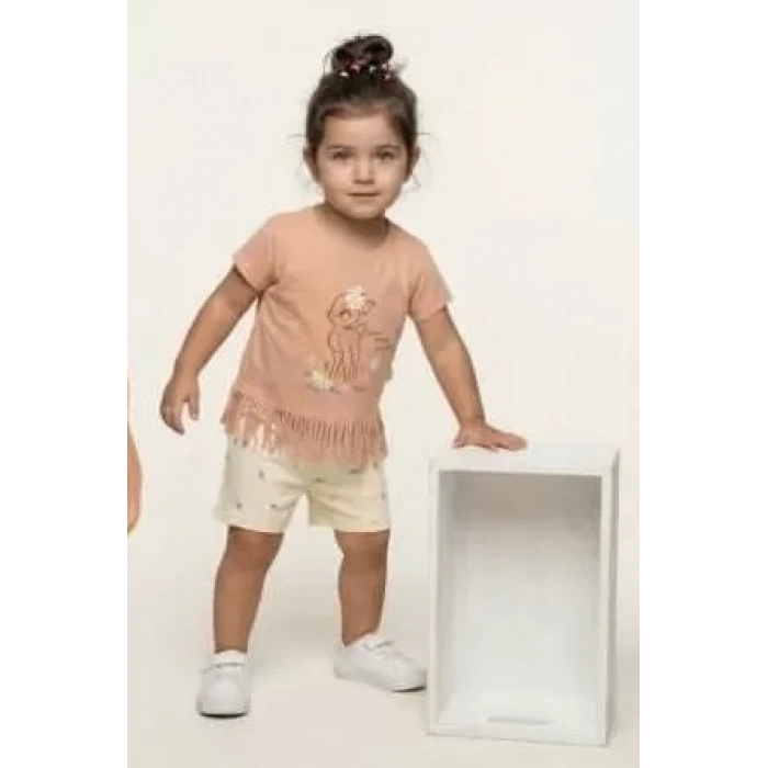 1/3 Yaş Ceylan Baskılı Simli Çocuk Takımı