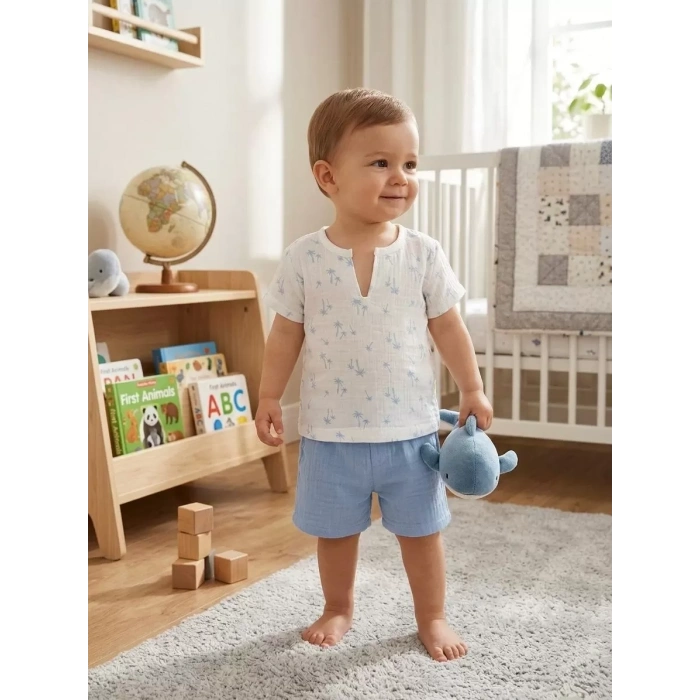 1/4 Yaş Müslin Kumaş Bebek Takımı