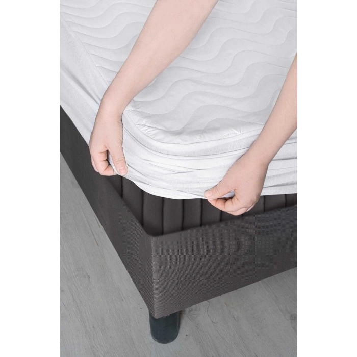 100X200 Sıvı Geçirmez Kapitoneli Tek Kişilik Alez Fitted Pamuklu
