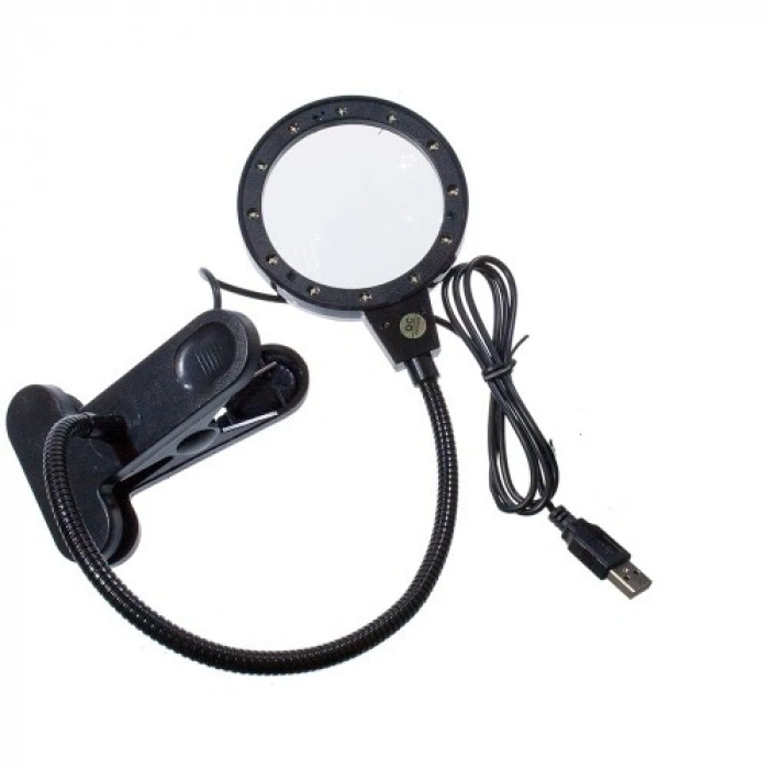 12 Led Clipsli Işıklı Büyüteç Işıklı Masa Lambası Çalışma Lambası