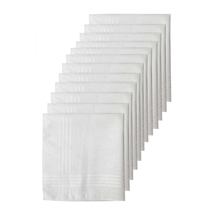 12li Paket Klasik Cep Hediyelik Bayram Mendili %100 Pamuklu 30x30 Cm