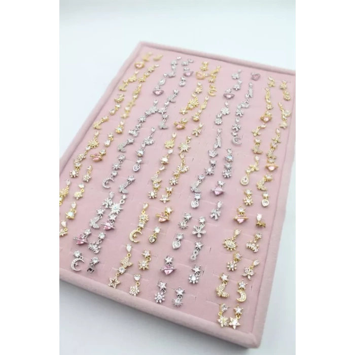 140lı Standlı Sallantılı Tragus Küpe - ÇOK RENKLİ