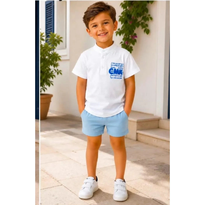 2/10 Yaş Keten Tişört Denim Şort Çocuk Takımı