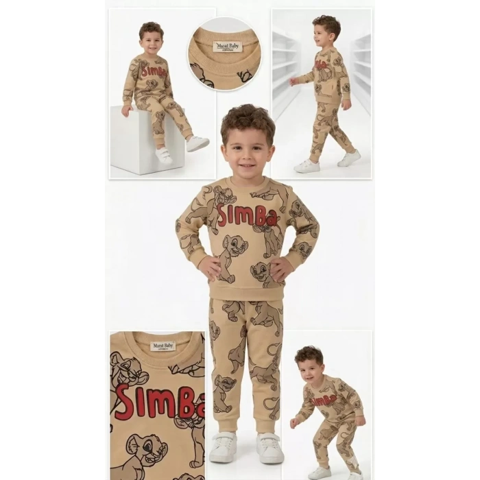 2-5 Yaş Aslan Baskılı Penye Çocuk Takımı