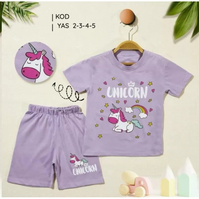 2/5 Yaş Unicorn Baskılı Çocuk Takımı