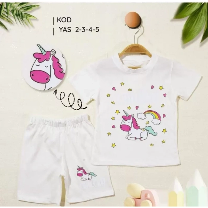 2/5 Yaş Unicorn Baskılı Çocuk Takımı