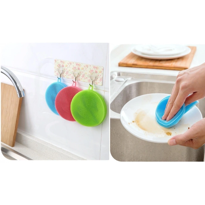 2 Li Çok Amaçlı Silikon Bulaşık Fırçası -nihale- Tutacak