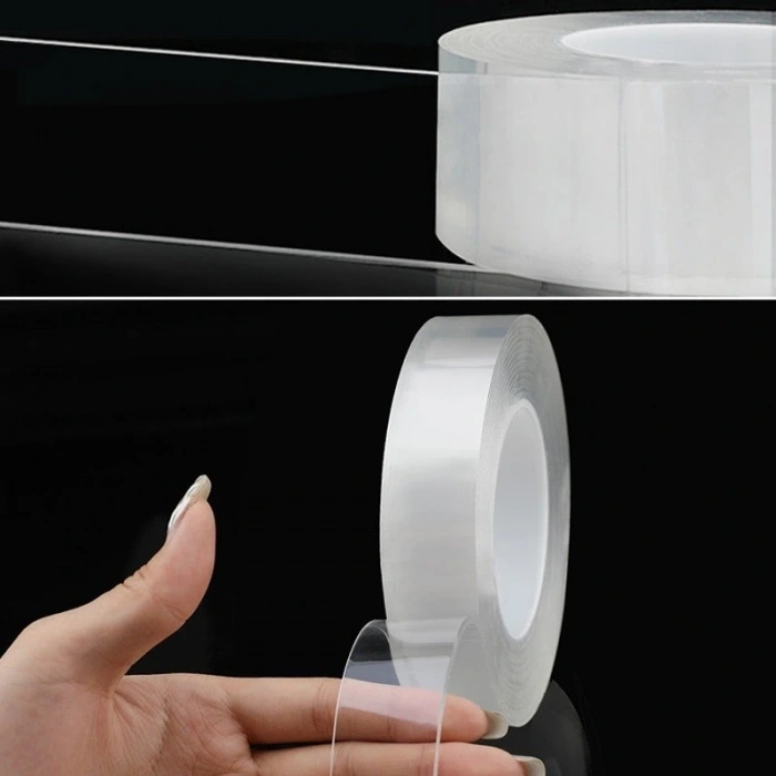 2 Metre X 3 Cm Şeffaf Güçlü Nano Çift Taraflı Silikon Jel Yapıştırıcı Bant