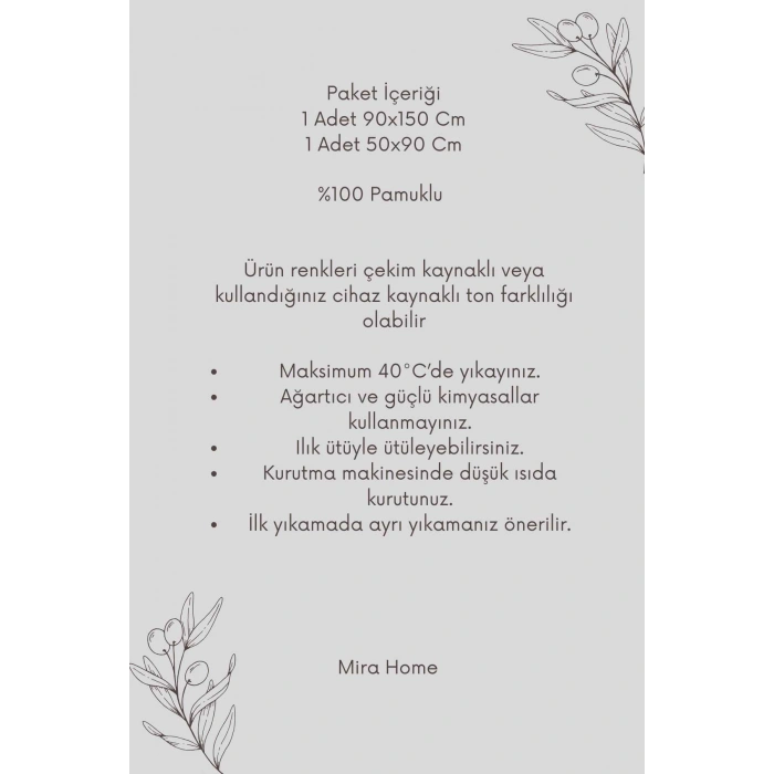 2 Parça Banyo Havlu Takımı %100 Pamuklu Çubuk Desen Sarı