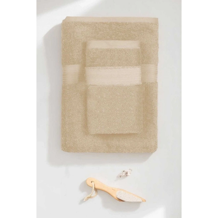 2 Parça Battal Lüks Premium Banyo Spa Havlu Takımı 90x170 Cm Bej