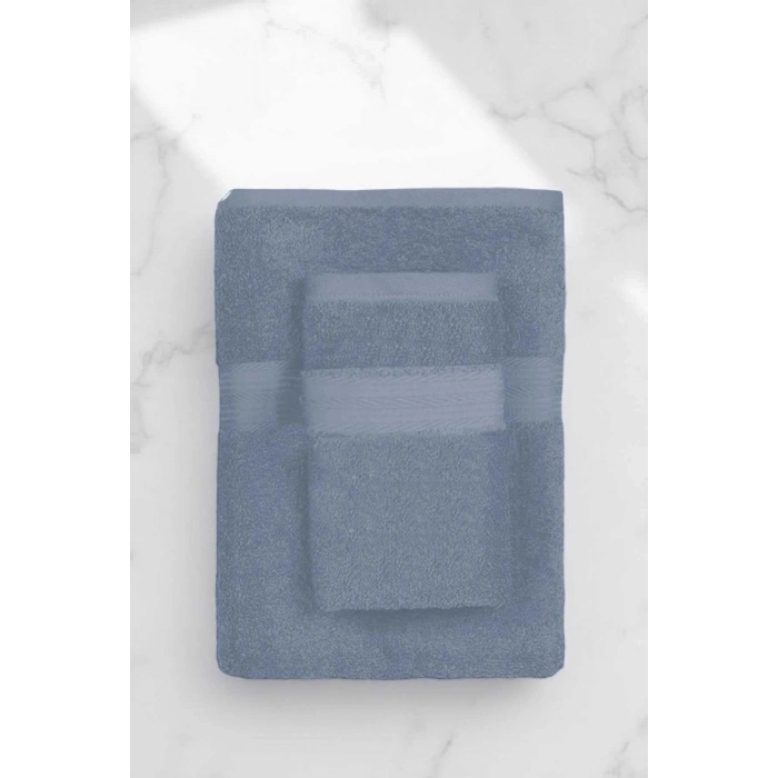 2 Parça Battal Lüks Premium Banyo Spa Havlu Takımı 90x170 Cm İndigo