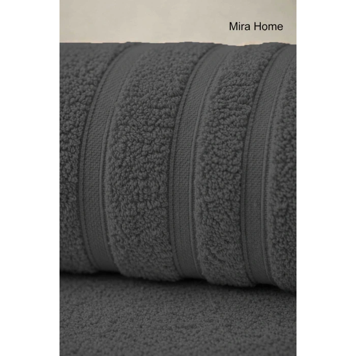2 Parça Pamuklu Banyo Havlu Seti Ayla Antrasit