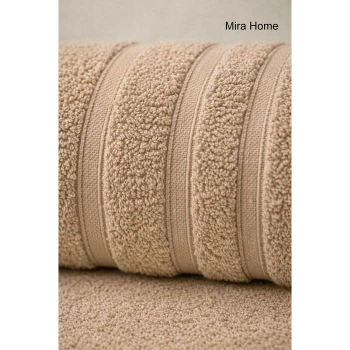 2 Parça Pamuklu Banyo Havlu Seti Ayla Bej