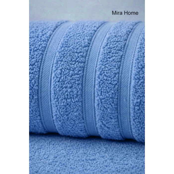 2 Parça Pamuklu Banyo Havlu Seti Ayla Mavi