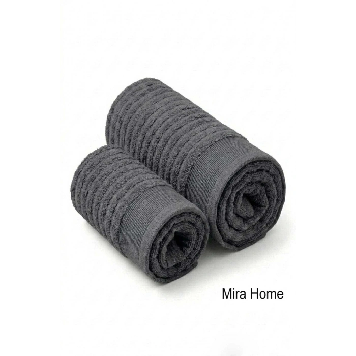 2 Parça Pamuklu Banyo ve El Yüz Havlu Seti  Şeyda Antrasit