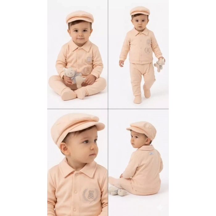 3/12 Ay Pamuk Penye 5 Parça Bebek Takımı