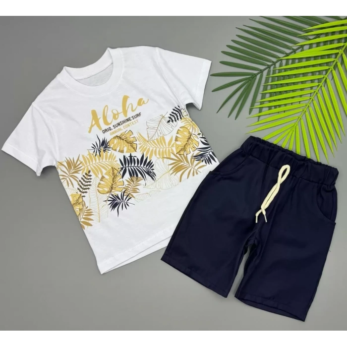 3/5 Yaş Aloha Yaprak Baskılı Çocuk Takımı