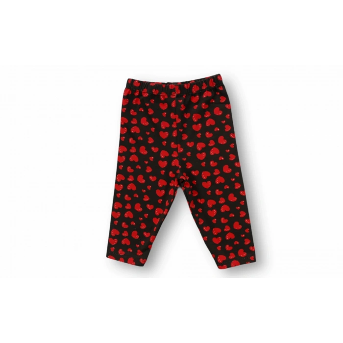 3-6 6-9 9-12 12-18 Ay Kalp Baskılı Uzun Kollu Sweatli 2li Kız Bebek Takımı Ekru