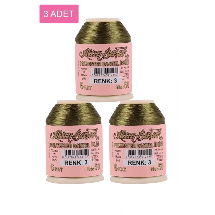 3 Adet Altınbaşak Oya ve Dantel İpi 20 gr - Biçomi - No: 003