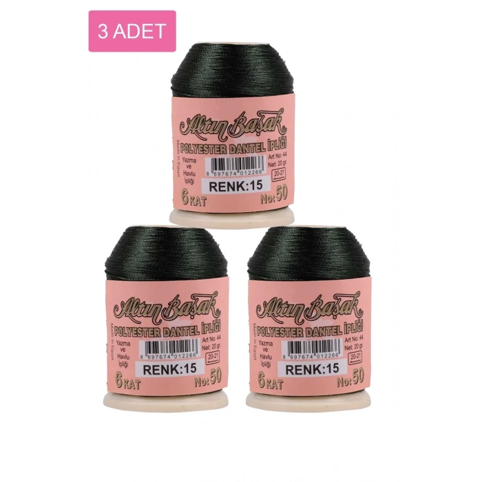 3 Adet Altınbaşak Oya ve Dantel İpi 20 gr - Biçomi - No: 015