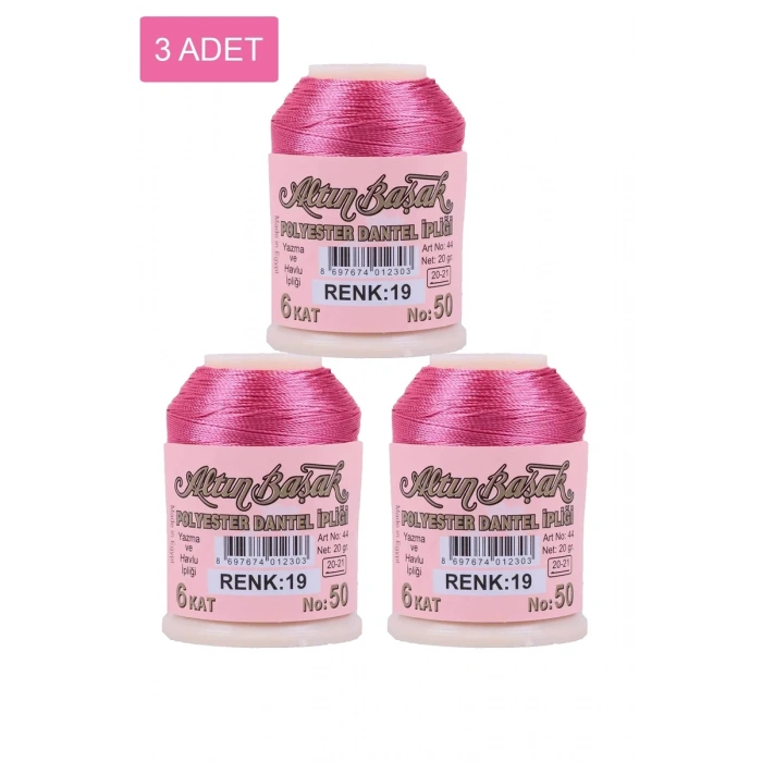 3 Adet Altınbaşak Oya ve Dantel İpi 20 gr - Biçomi - No: 019