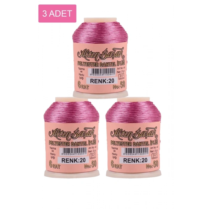 3 Adet Altınbaşak Oya ve Dantel İpi 20 gr - Biçomi - No: 020