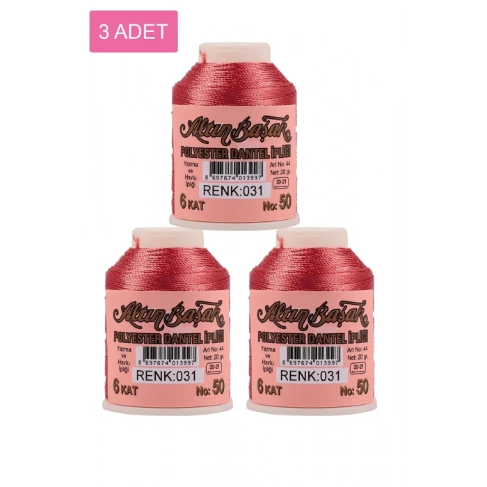 3 Adet Altınbaşak Oya ve Dantel İpi 20 gr - Biçomi - No: 031