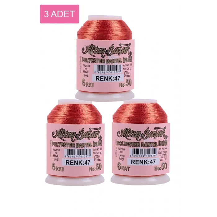 3 Adet Altınbaşak Oya ve Dantel İpi 20 gr - Biçomi - No: 047