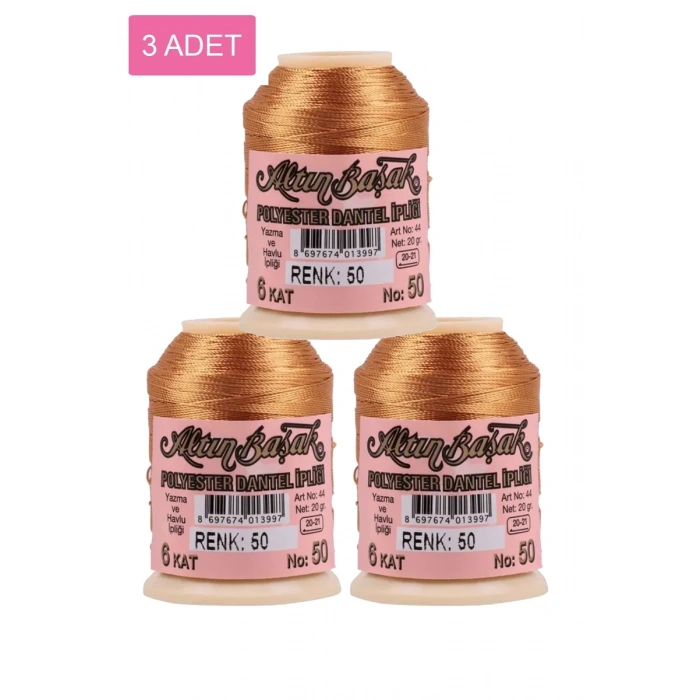 3 Adet Altınbaşak Oya ve Dantel İpi 20 gr - Biçomi - No: 050