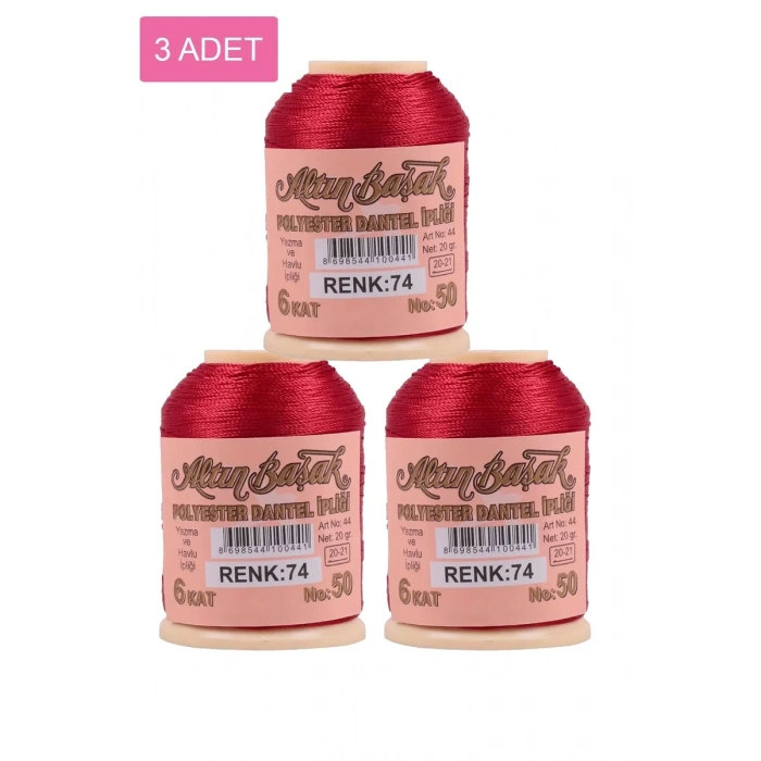 3 Adet Altınbaşak Oya ve Dantel İpi 20 gr - Biçomi - No: 074