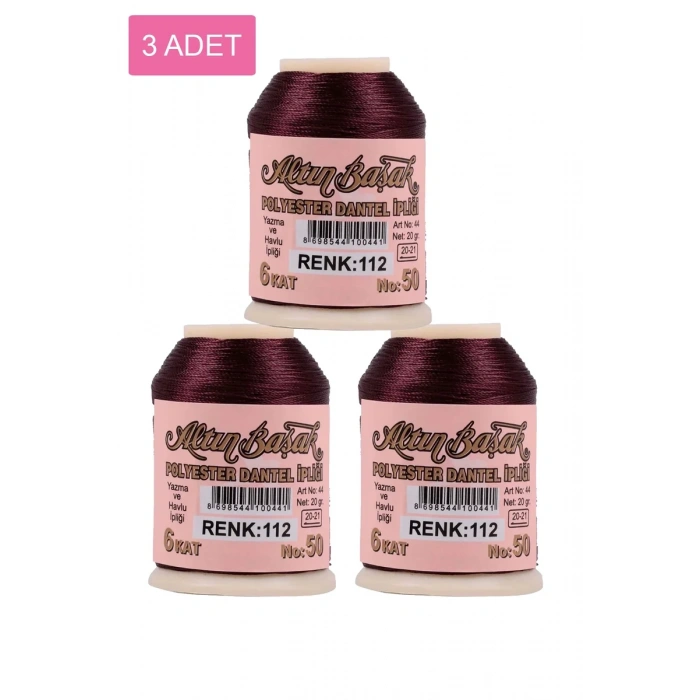 3 Adet Altınbaşak Oya ve Dantel İpi 20 gr - Biçomi - No: 112