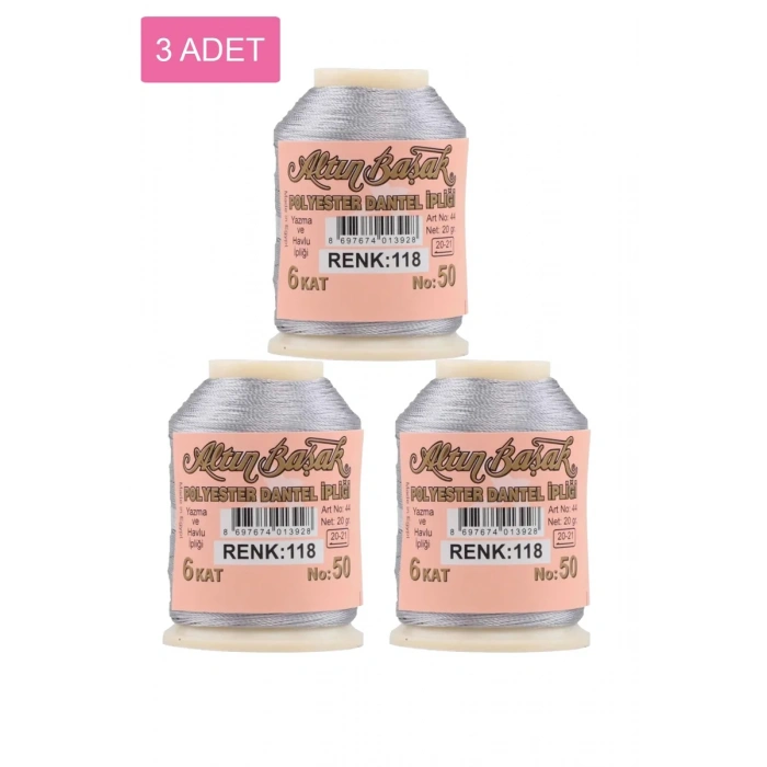 3 Adet Altınbaşak Oya ve Dantel İpi 20 gr - Biçomi - No: 118