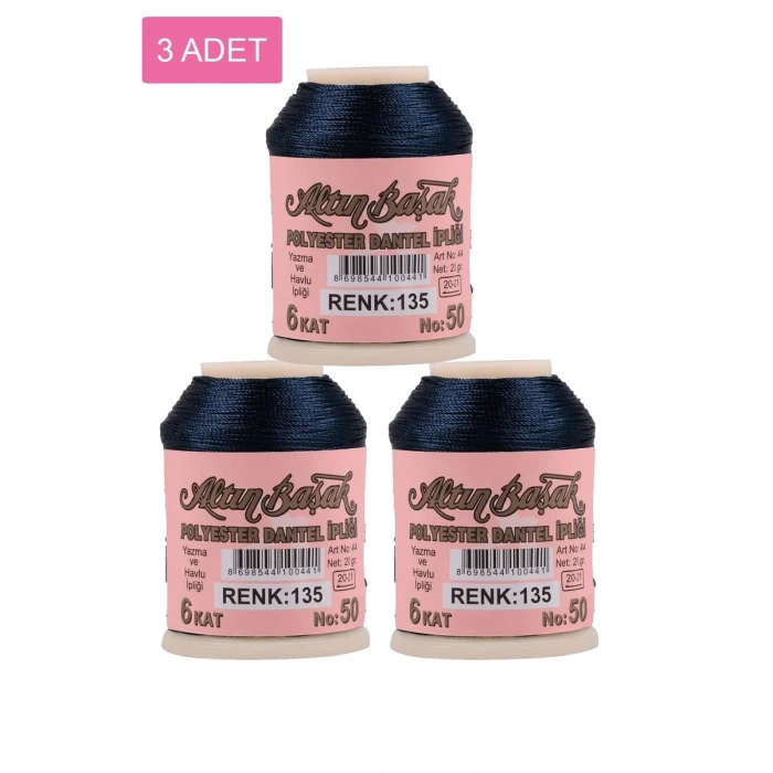 3 Adet Altınbaşak Oya ve Dantel İpi 20 gr - Biçomi - No: 135
