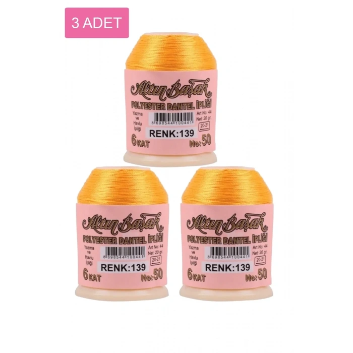 3 Adet Altınbaşak Oya ve Dantel İpi 20 gr - Biçomi - No: 139