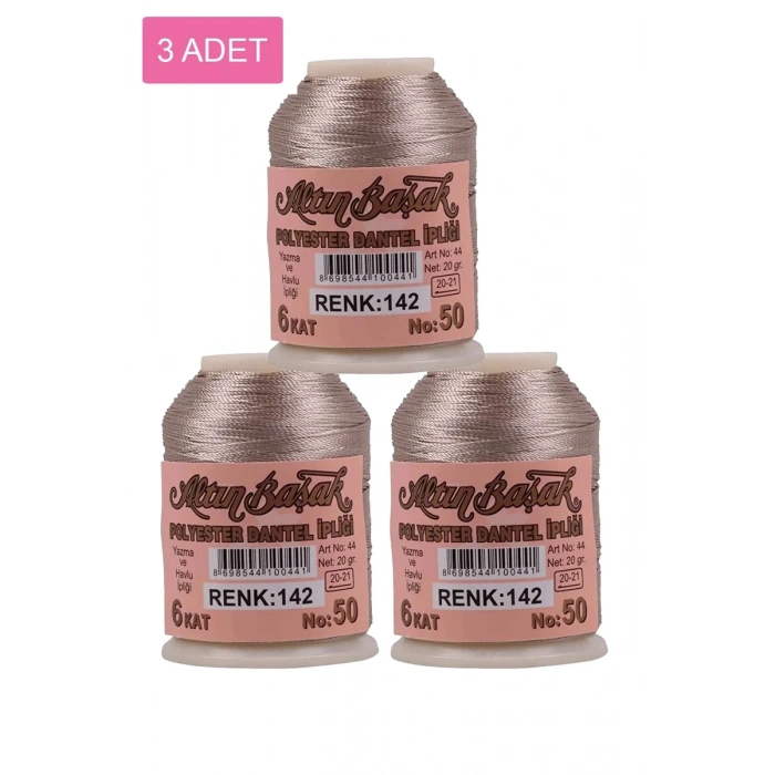 3 Adet Altınbaşak Oya ve Dantel İpi 20 gr - Biçomi - No: 142