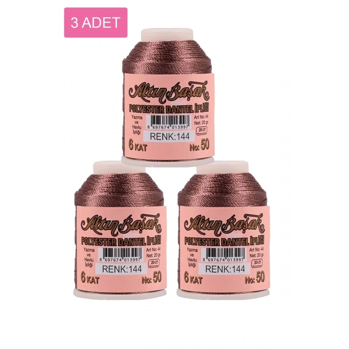 3 Adet Altınbaşak Oya ve Dantel İpi 20 gr - Biçomi - No: 144