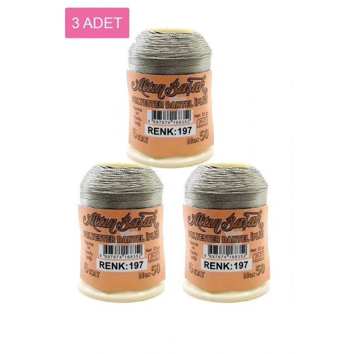 3 Adet Altınbaşak Oya ve Dantel İpi 20 gr - Biçomi - No: 197