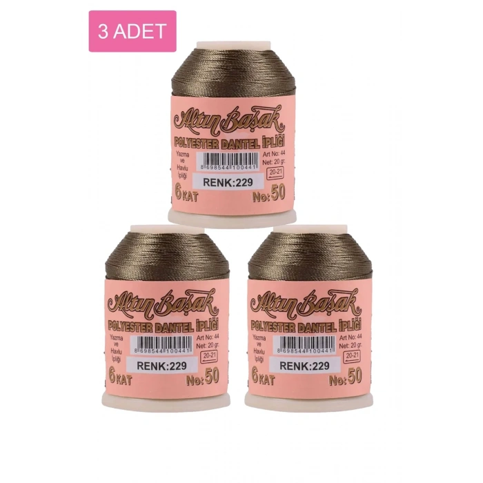 3 Adet Altınbaşak Oya ve Dantel İpi 20 gr - Biçomi - No: 229