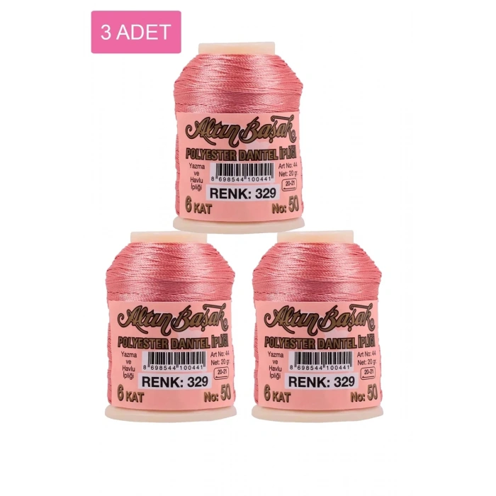 3 Adet Altınbaşak Oya ve Dantel İpi 20 gr - Biçomi - No: 329