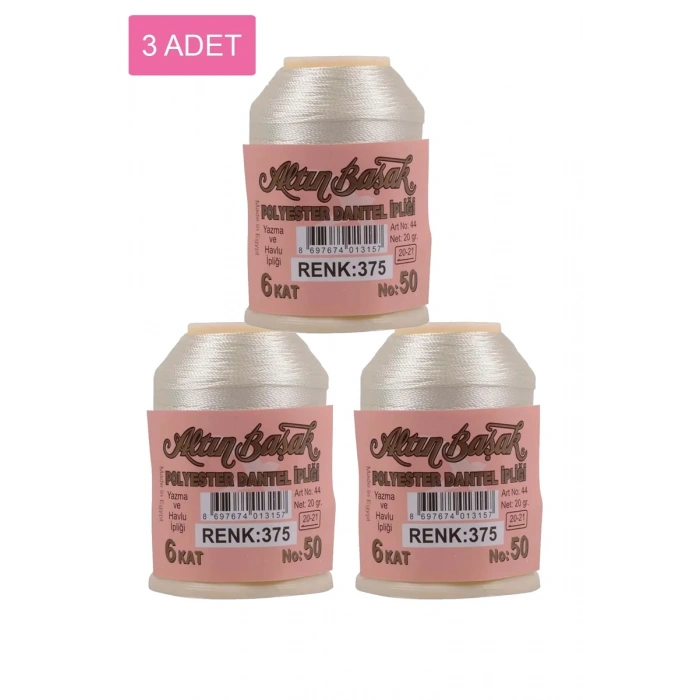 3 Adet Altınbaşak Oya ve Dantel İpi 20 gr - Biçomi - No: 375