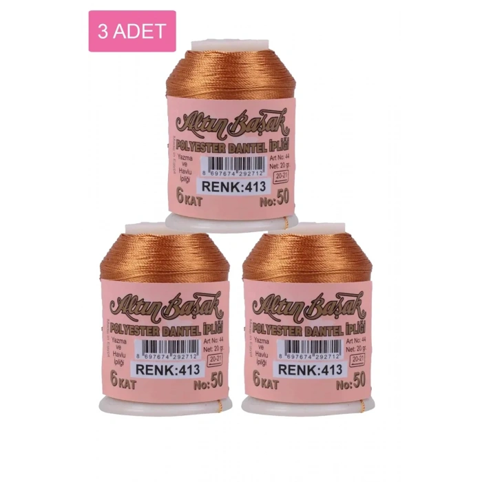 3 Adet Altınbaşak Oya ve Dantel İpi 20 gr - Biçomi - No: 413