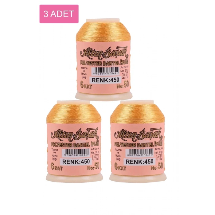 3 Adet Altınbaşak Oya ve Dantel İpi 20 gr - Biçomi - No: 450