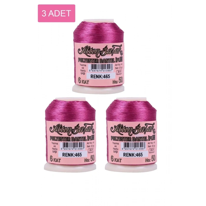 3 Adet Altınbaşak Oya ve Dantel İpi 20 gr - Biçomi - No: 465