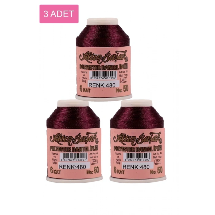 3 Adet Altınbaşak Oya ve Dantel İpi 20 gr - Biçomi - No: 480