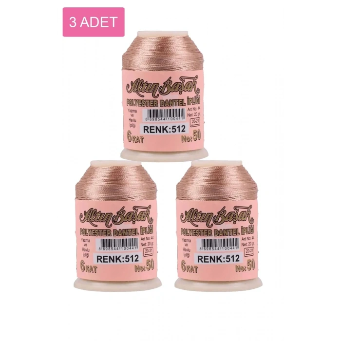 3 Adet Altınbaşak Oya ve Dantel İpi 20 gr - Biçomi - No: 512